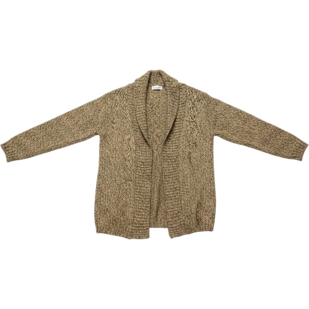 White Stag Womens Small Brown Marled Open Front Shawl Collar Cardigan Sweater
